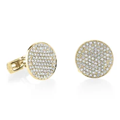 Men's Collection Gold & Diamond Disc Cufflinks