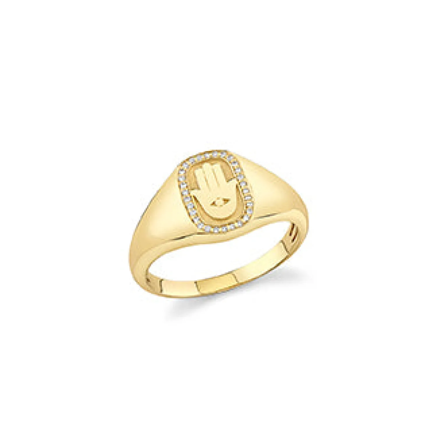 Men's Collection Gold & Diamond Hamsa Icon Signet Ring