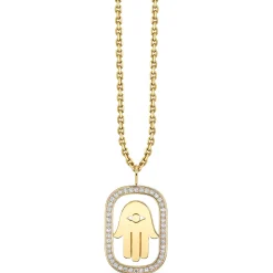 Men's Collection Gold & Diamond Extra Large Hamsa Open Icon Charm
