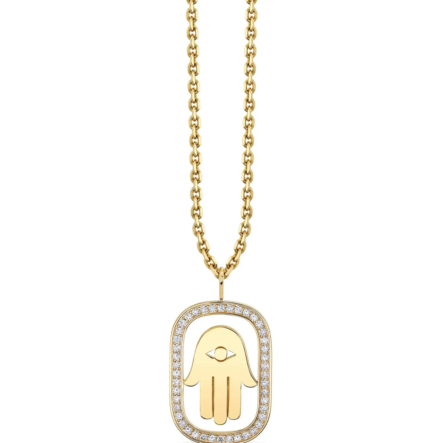 Men's Collection Gold & Diamond Extra Large Hamsa Open Icon Charm
