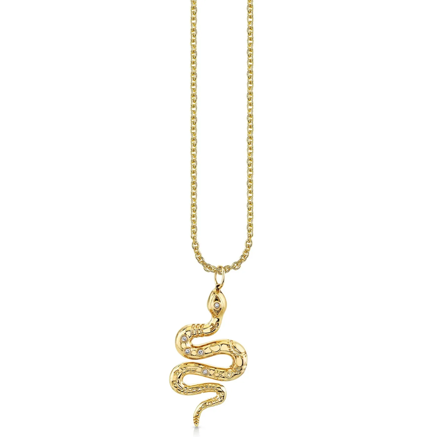 Men's Collection Gold & Diamond Large Etched Snake Charm