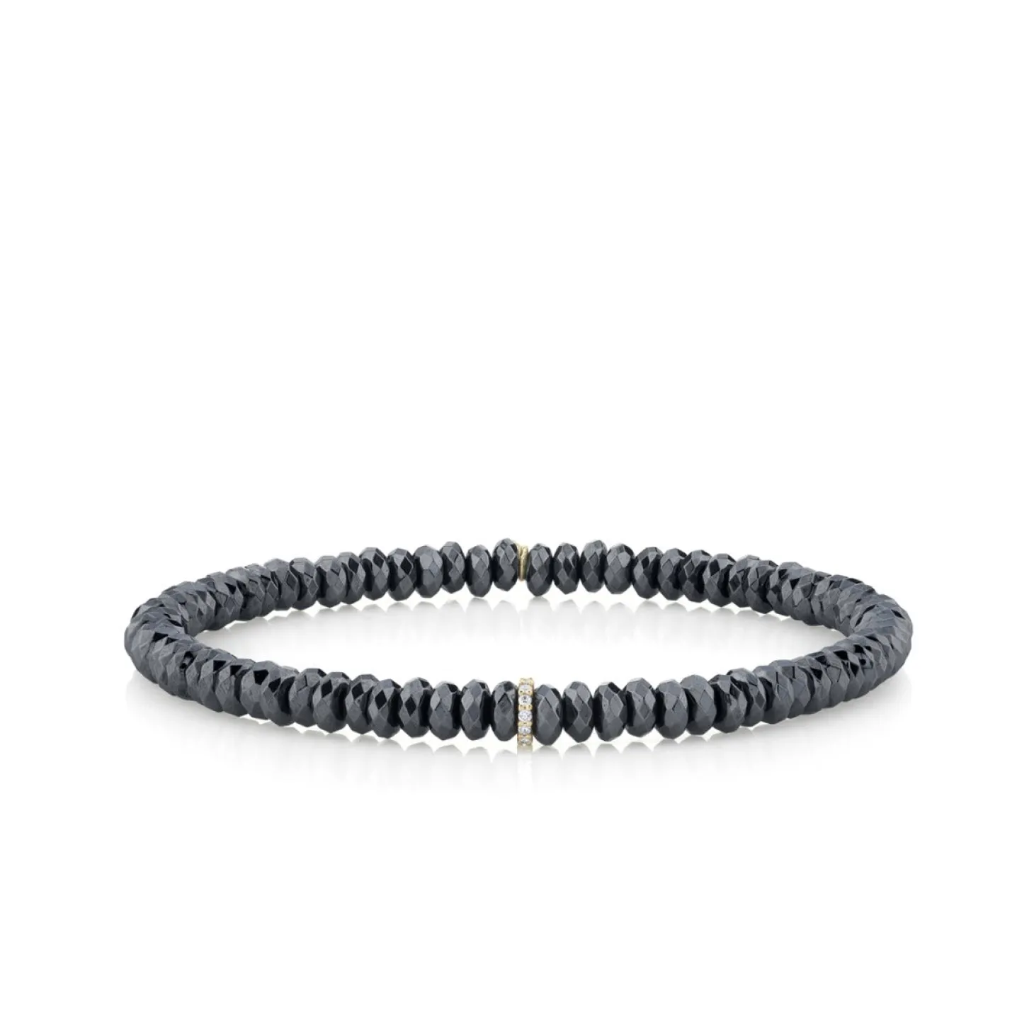 Men's Collection Gold & Diamond Small Cocktail Eternity Rondelle on Hematite