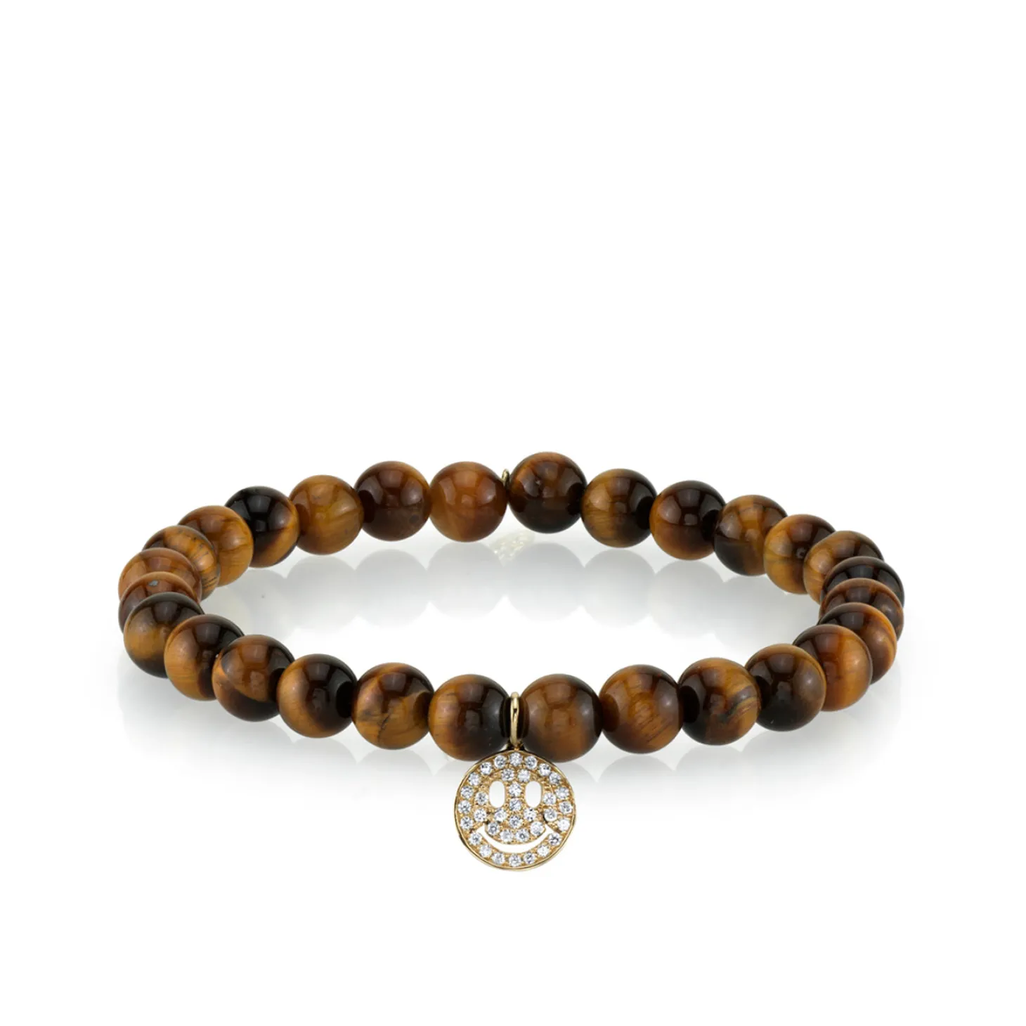 Men's Collection Gold & Diamond Happy Face on Tiger's Eye