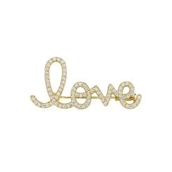 Men's Collection Gold & Diamond Love Script Brooch