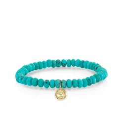 Men's Collection Gold & Diamond Buddha Coin on Turquoise