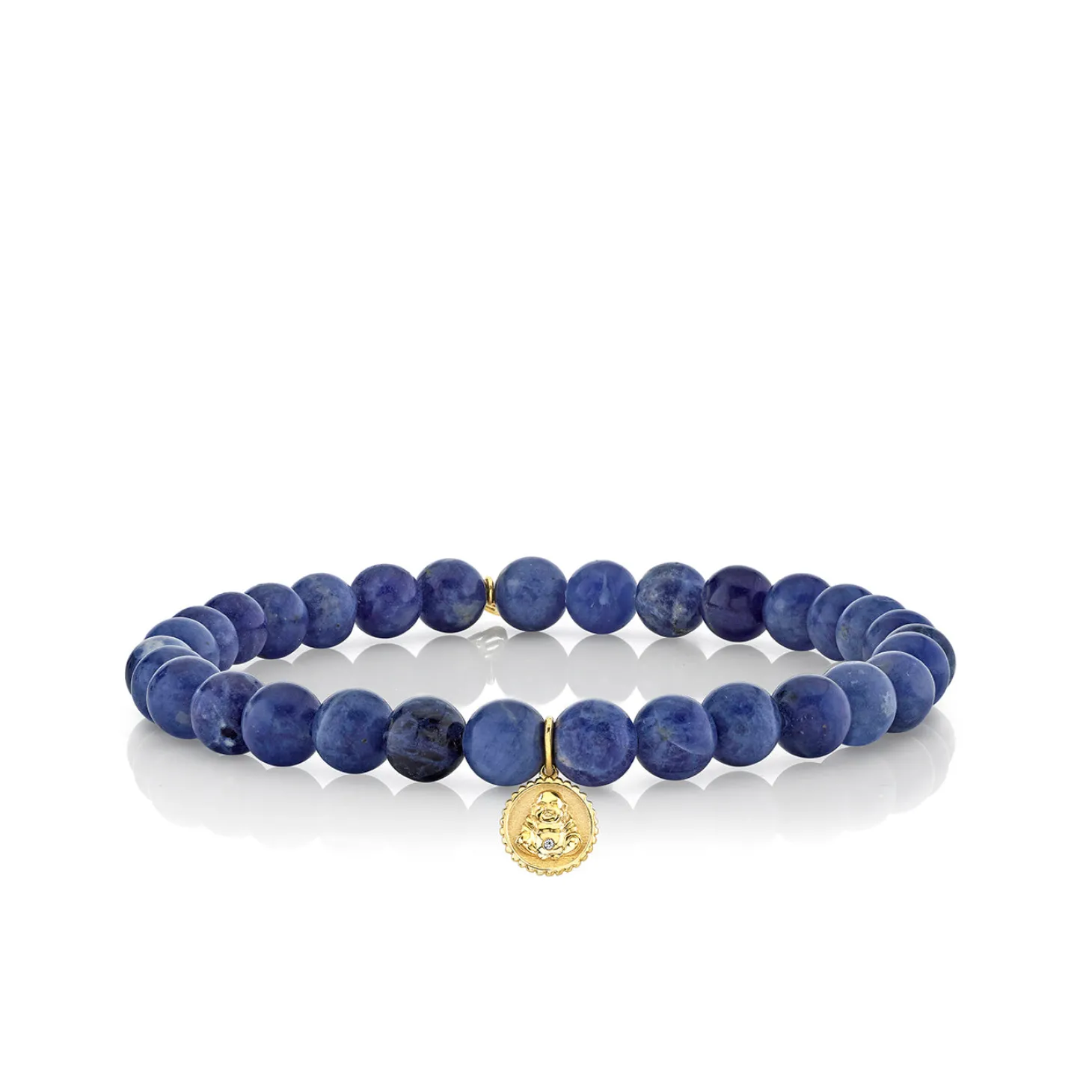 Men's Collection Gold & Diamond Buddha Coin on Sodalite