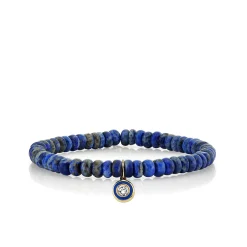 Men's Collection Gold & Diamond Single Stone Enamel on Lapis