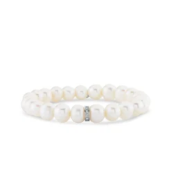 Men's Collection Gold & Diamond Eternity Rondelle on Pearl