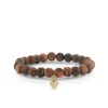 Men's Collection Gold & Diamond Hamsa on Flower Nanmu Wood