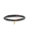 Men's Collection Gold & Diamond Horn on Dark Brown Heishi