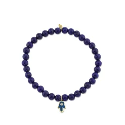Men's Collection Gold & Diamond Enamel Hamsa on Lapis