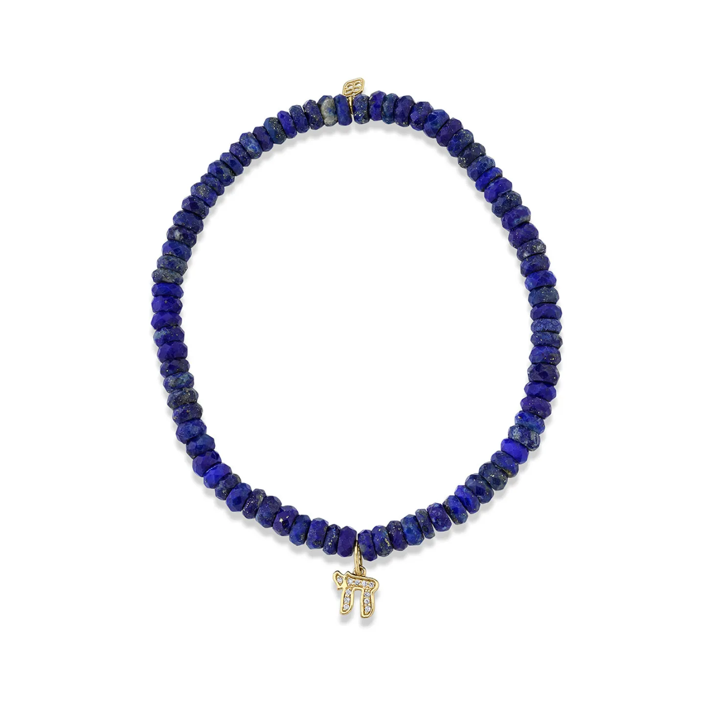 Men's Collection Gold & Diamond Small Chai on Lapis Heishi