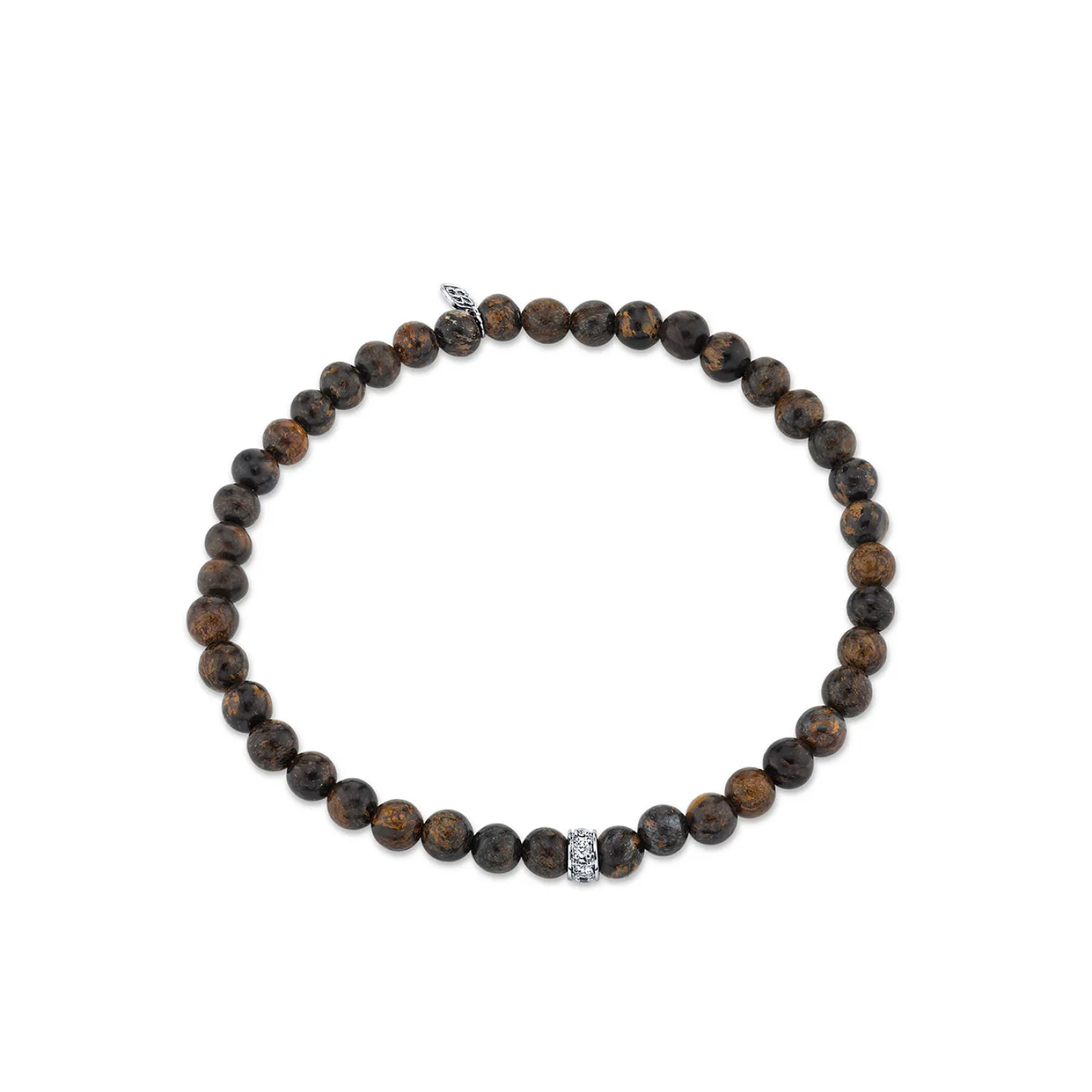 Men's Collection Gold & Diamond 4mm Rondelle on Bronzite