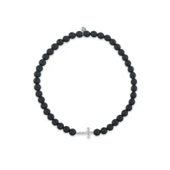 Men's Collection Gold & Diamond Cross on Onyx