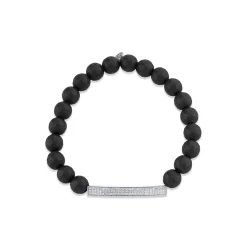 Men's Collection Gold & Diamond Three Row Bar on Onyx