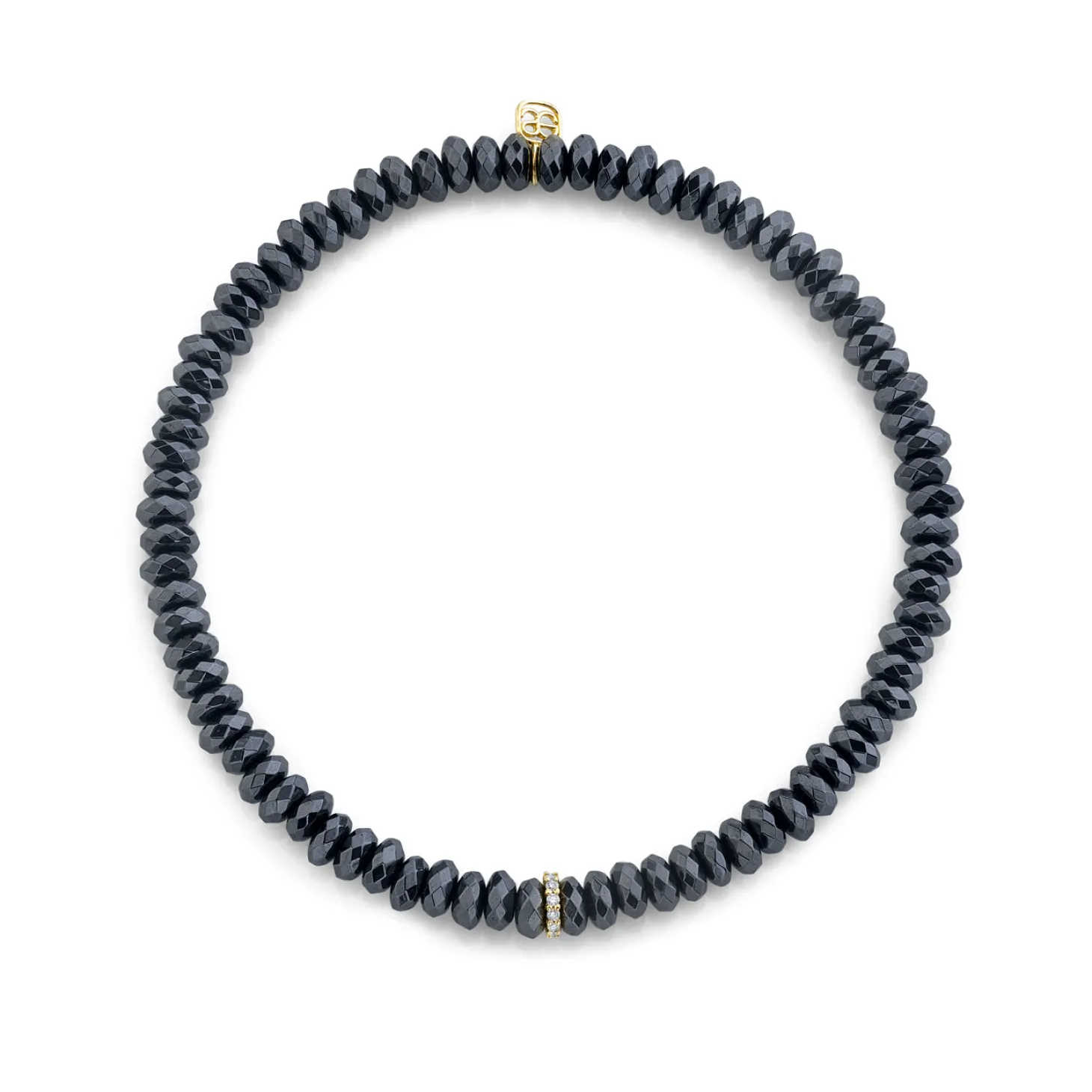 Men's Collection Gold & Diamond Small Cocktail Eternity Rondelle on Hematite