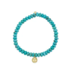 Men's Collection Gold & Diamond Buddha Coin on Turquoise