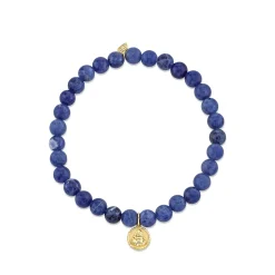 Men's Collection Gold & Diamond Buddha Coin on Sodalite
