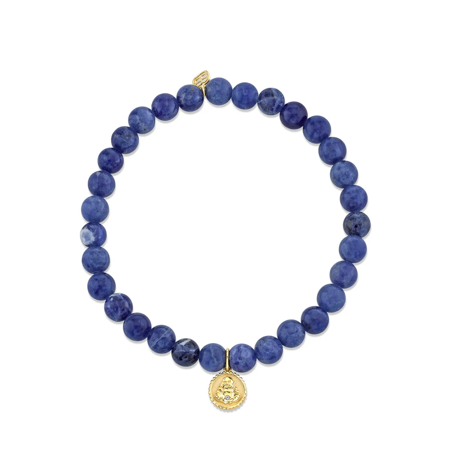 Men's Collection Gold & Diamond Buddha Coin on Sodalite