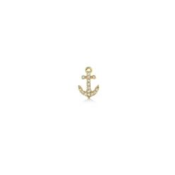 Men's Collection Gold & Diamond Tiny Anchor Stud