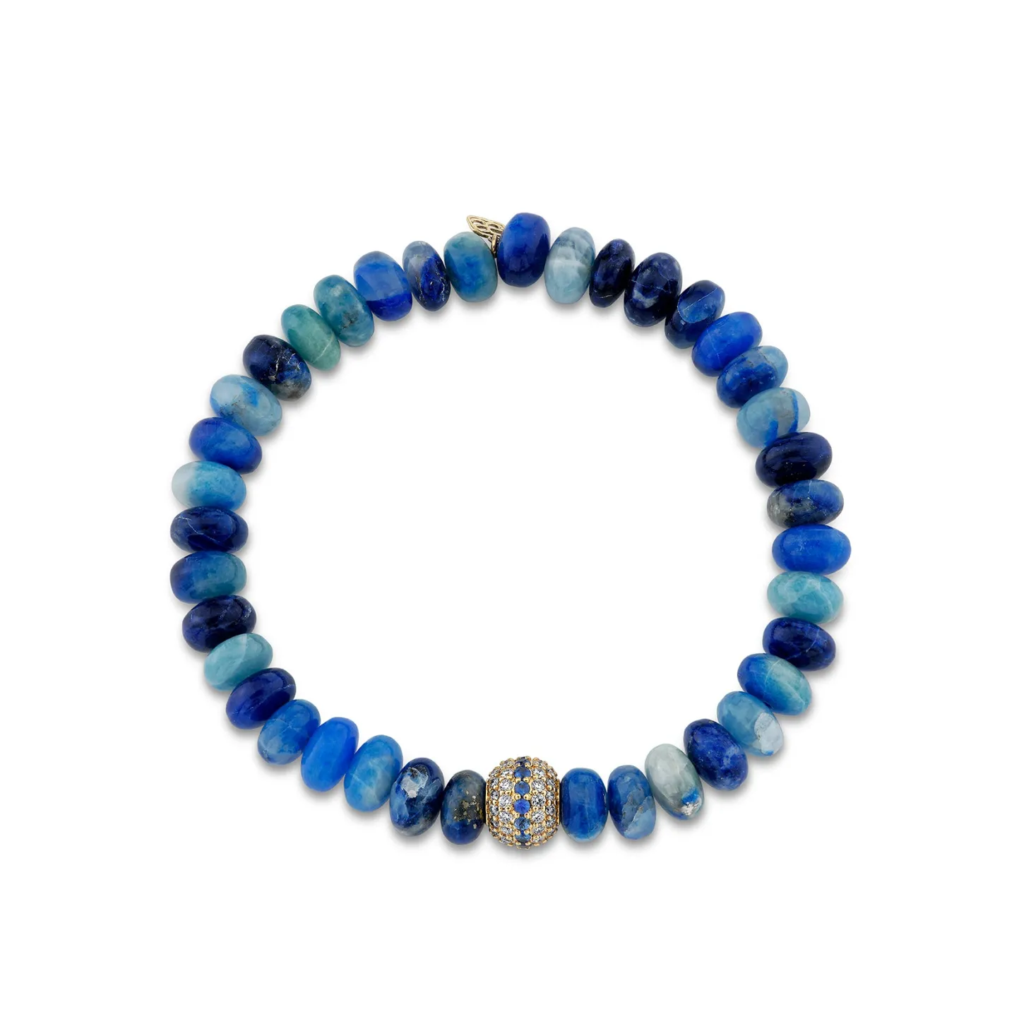 Men's Collection Gold & Diamond Sapphire Mala Bead on Afghanite