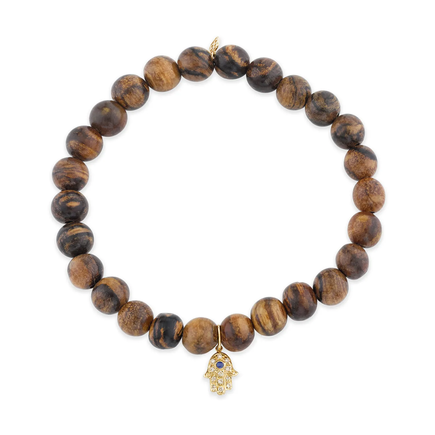 Men's Collection Gold & Diamond Hamsa on Flower Nanmu Wood