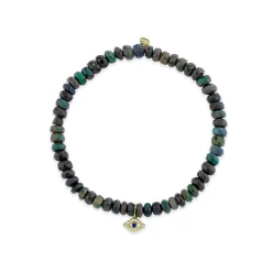 Men's Collection Gold & Diamond Bezel Eye on Black-Blue Ethiopian Opal
