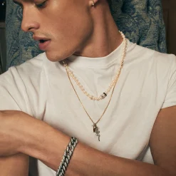 Men's Collection Gold & Diamond Multi-Charm Necklace
