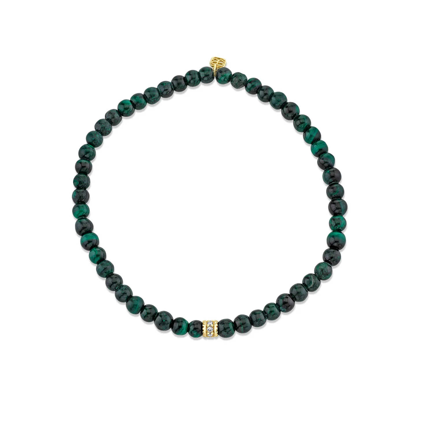 Men's Collection Gold & Diamond Eternity Rondelle on Malachite