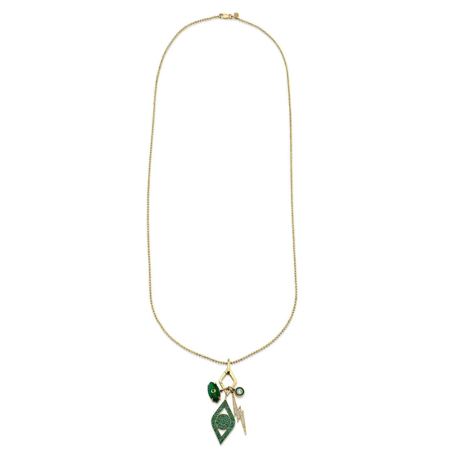 Men's Collection Gold & Diamond Emerald Multi-Charm Necklace