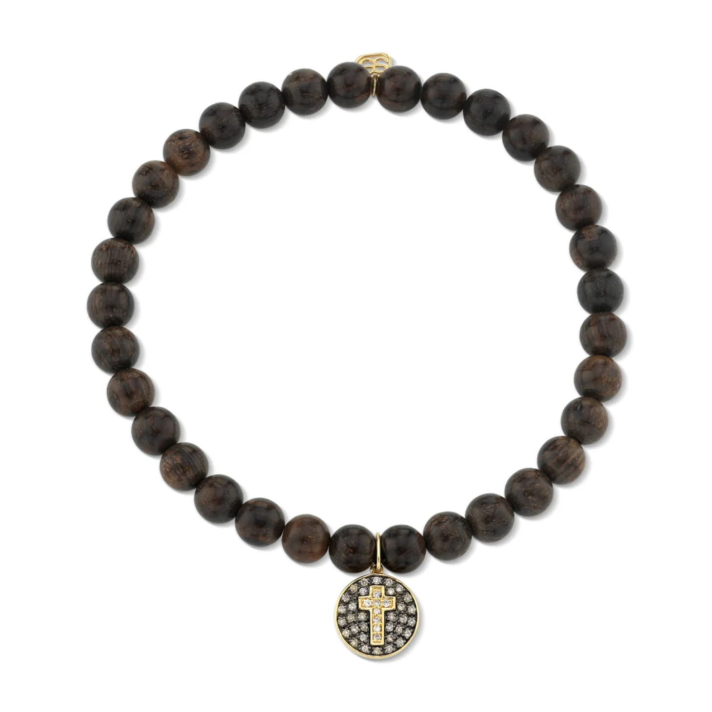 Men's Collection Gold & Diamond Cross Medallion on Dark Wood