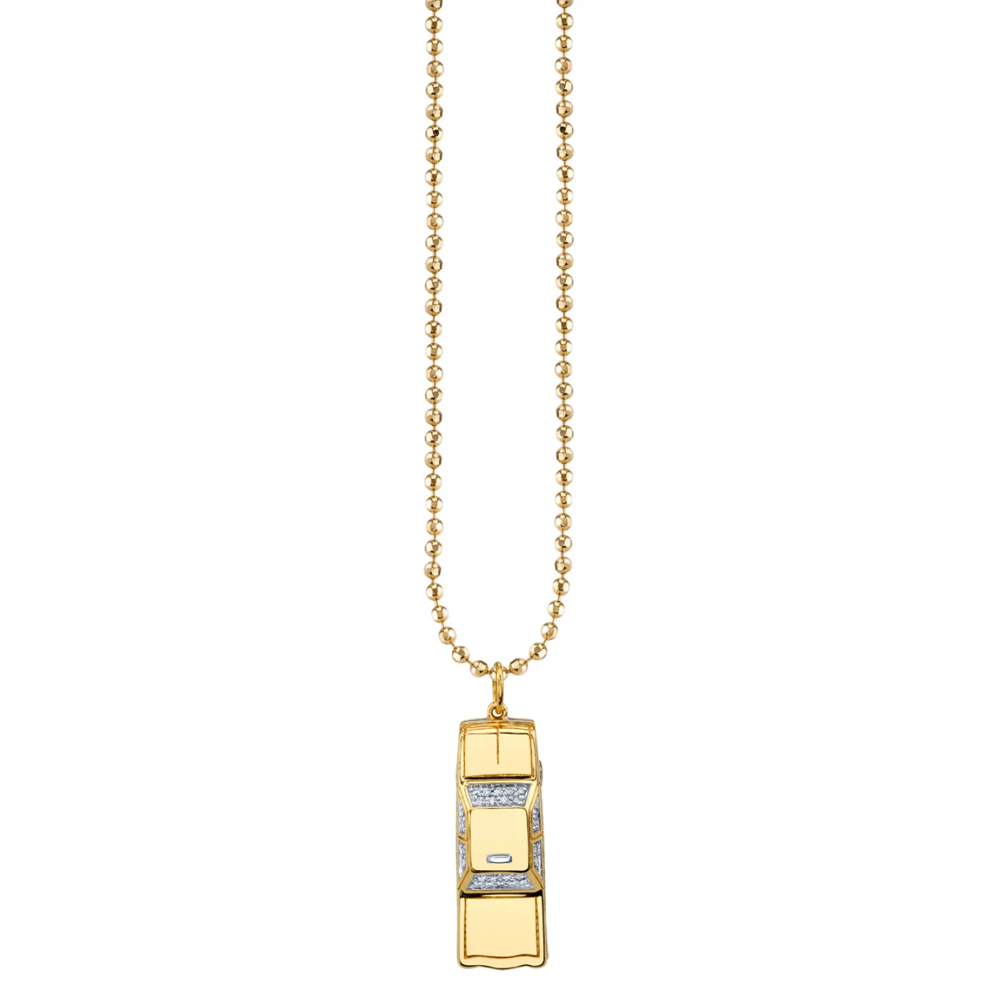 Men's Collection Gold & Diamond Taxi Cab Necklace