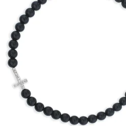 Men's Collection Gold & Diamond Cross on Onyx