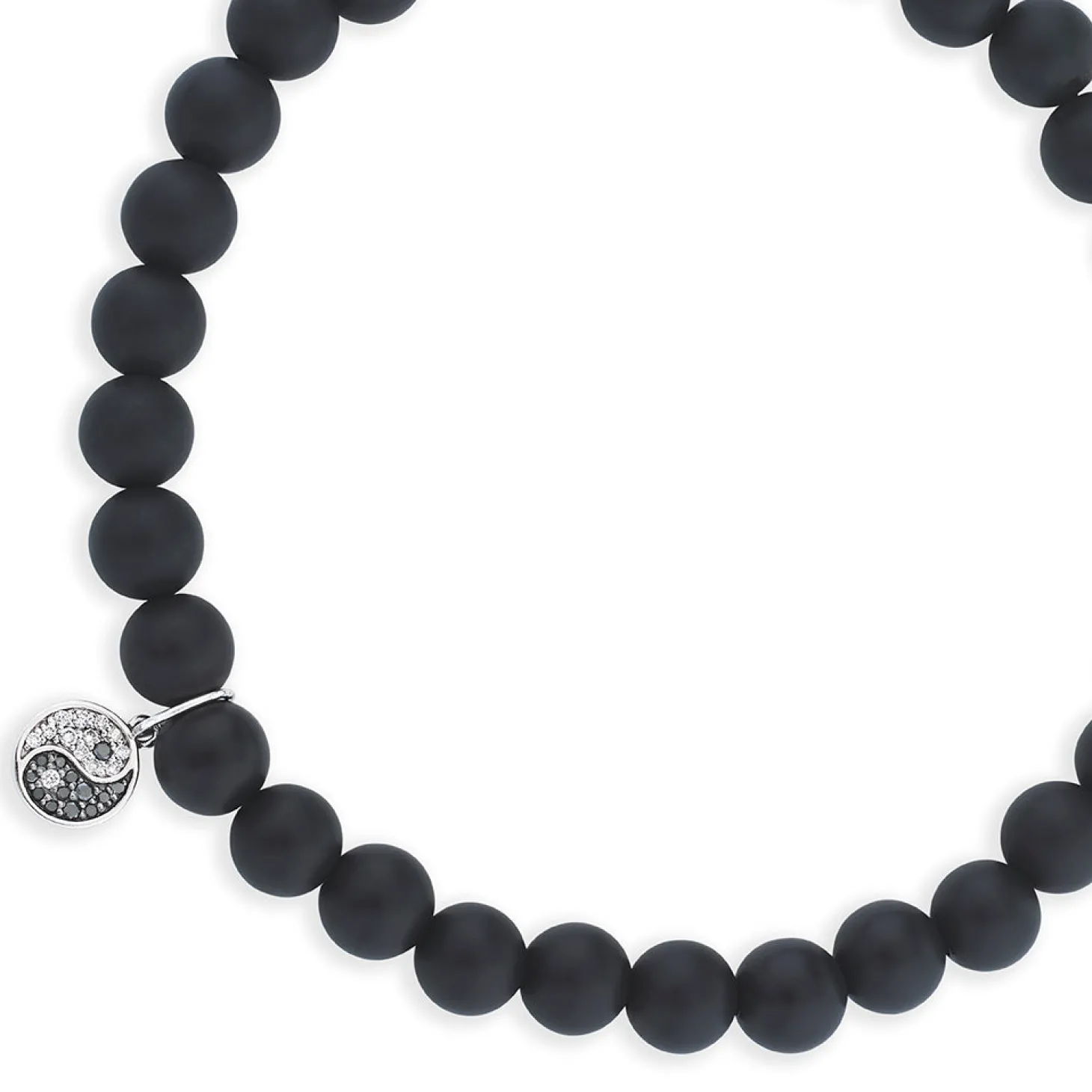 Men's Collection Gold & Diamond Small Yin Yang on Black Matte Onyx