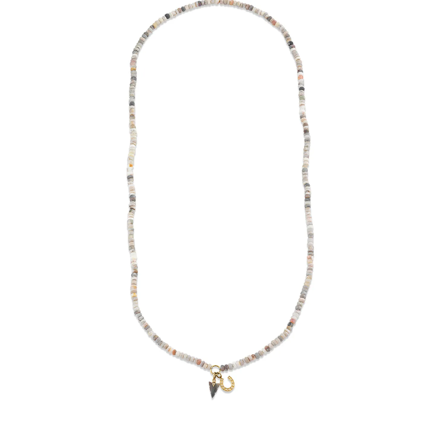 Men's Collection Gold & Diamond Horseshoe & Arrowhead Australian Opal Necklace