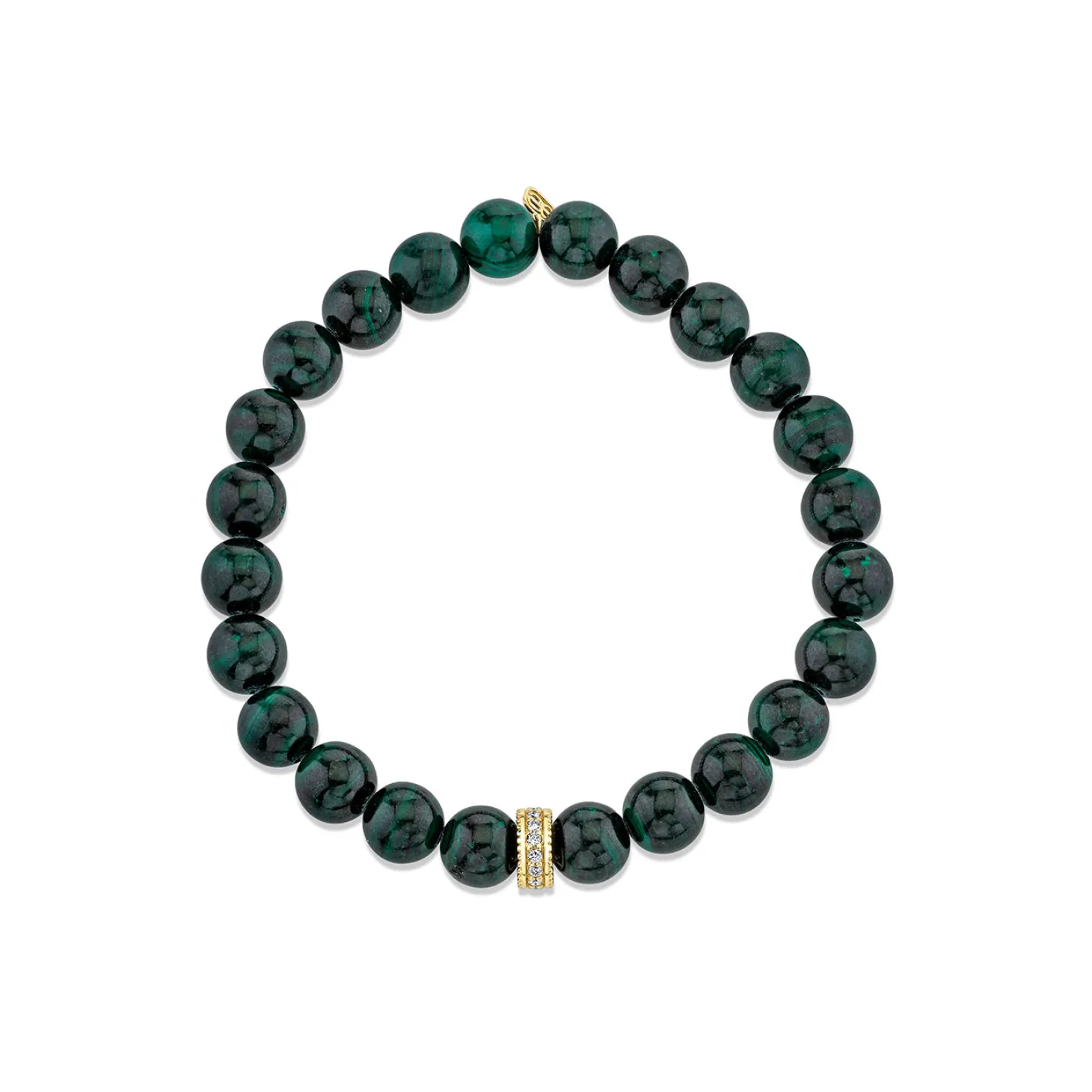 Men's Collection Gold & Diamond Eternity Rondelle on Malachite