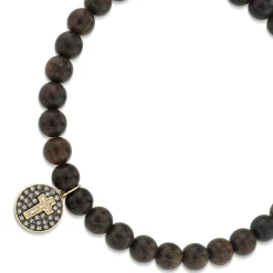 Men's Collection Gold & Diamond Cross Medallion on Dark Wood