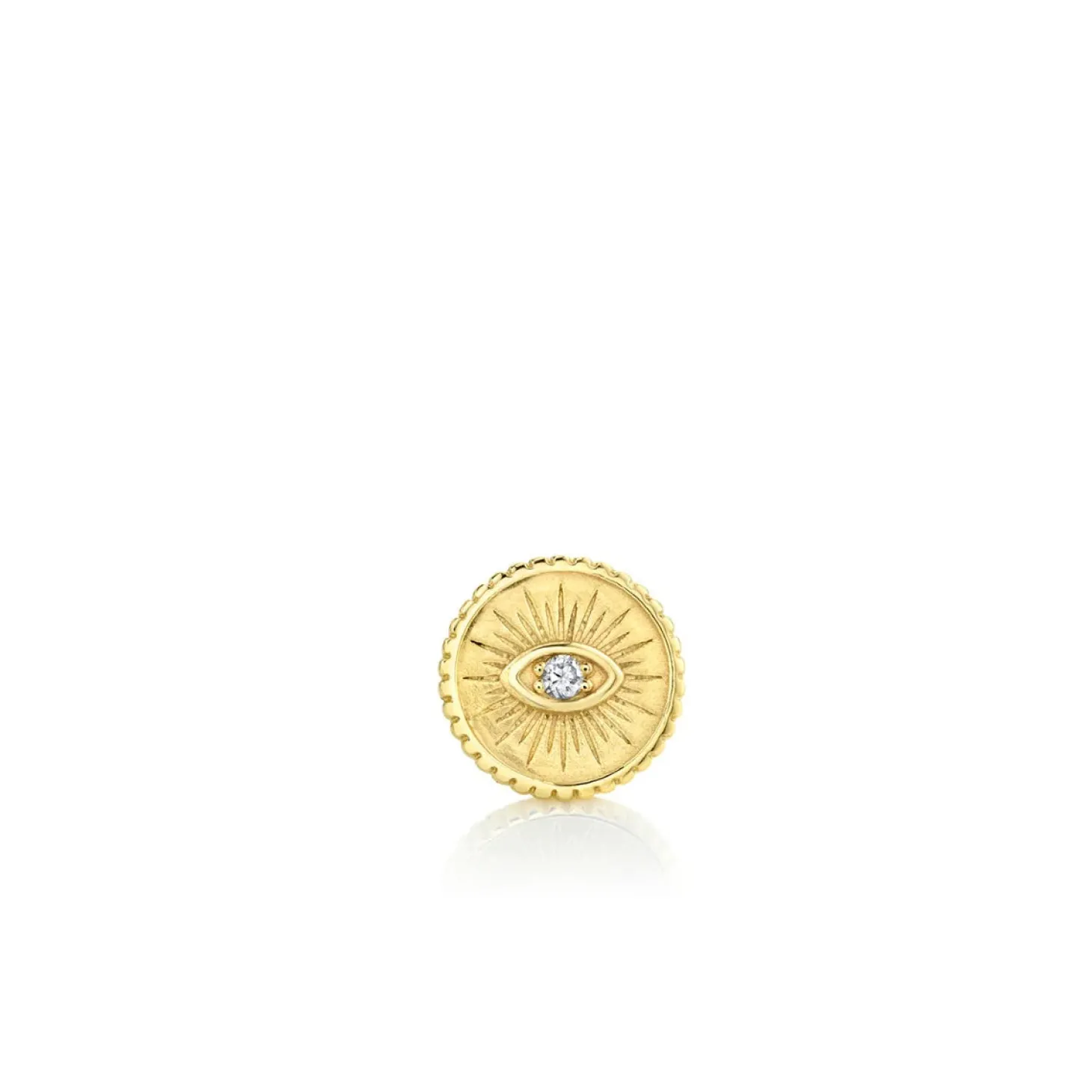 Men's Collection Gold & Diamond Small Marquise Eye Coin Stud