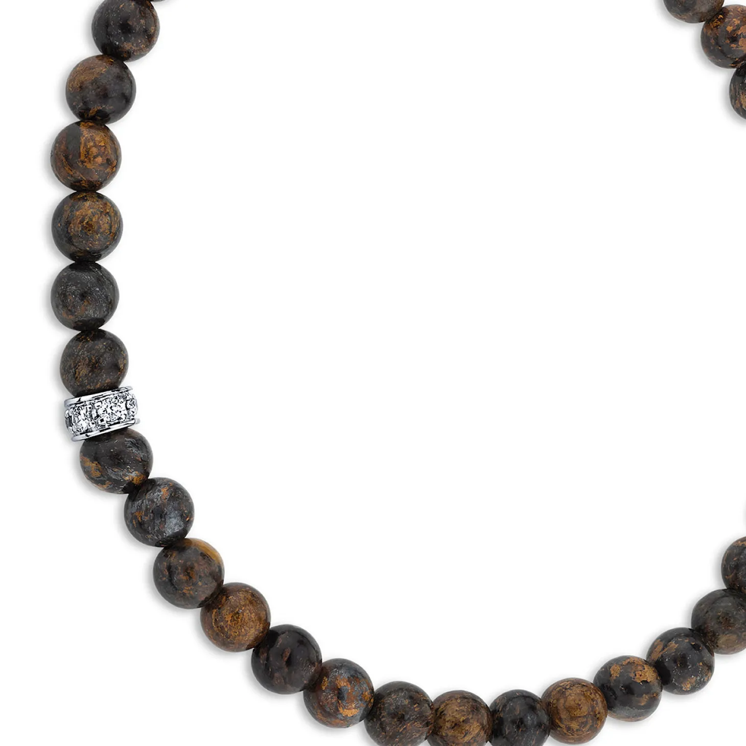 Men's Collection Gold & Diamond 4mm Rondelle on Bronzite