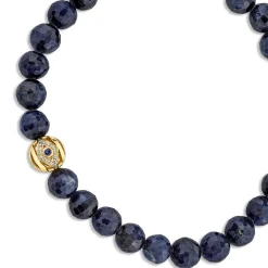 Men's Collection Gold & Diamond Eye Bead on Sapphire