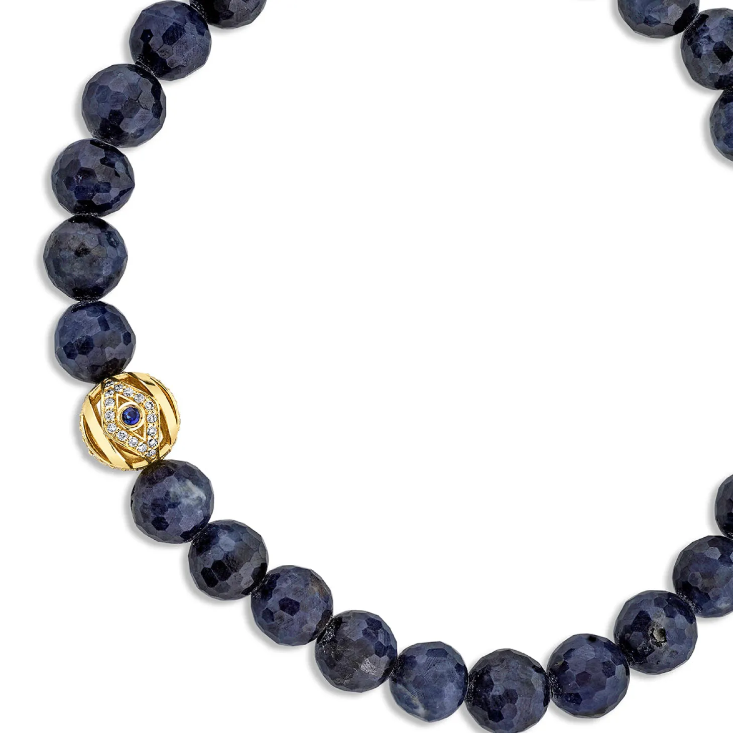Men's Collection Gold & Diamond Eye Bead on Sapphire