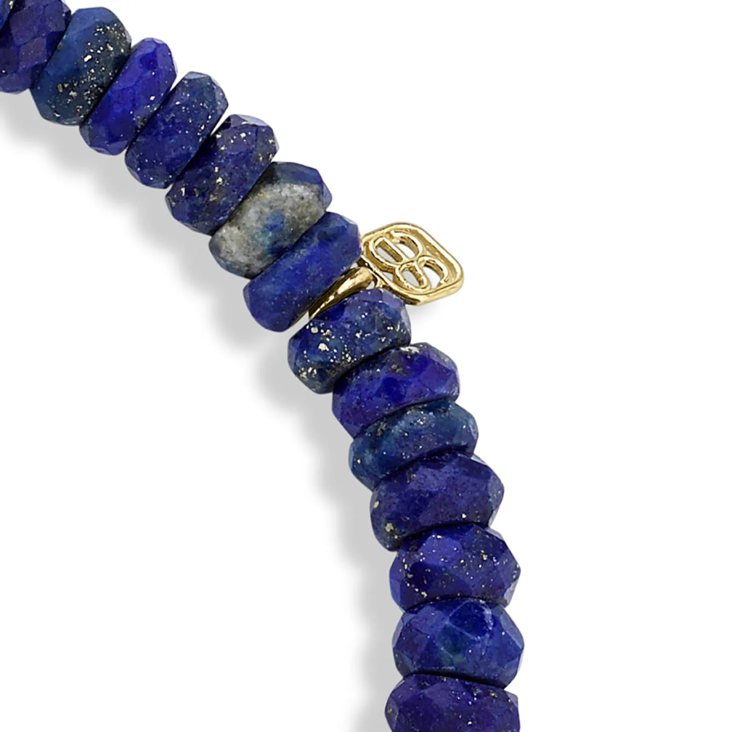 Men's Collection Gold & Diamond Small Chai on Lapis Heishi