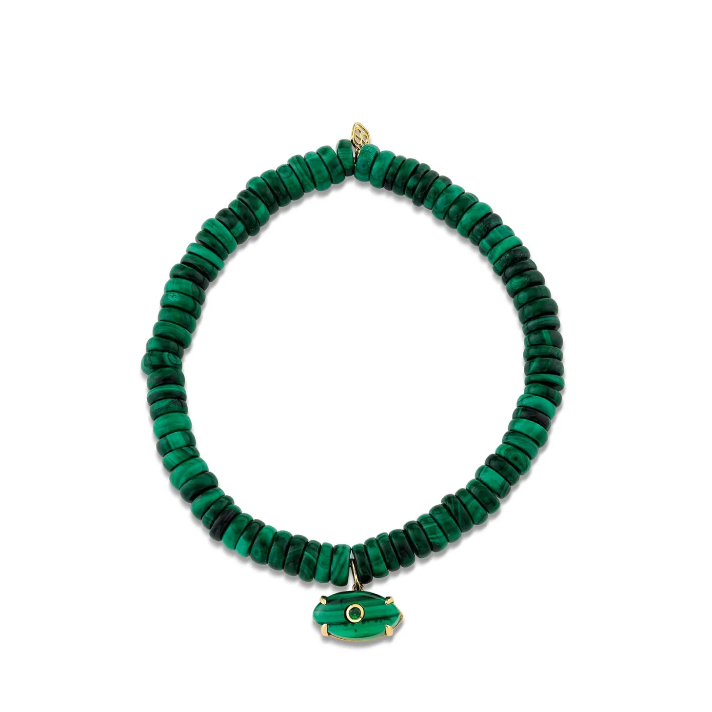 Men's Collection Gold & Emerald Carved Stone on Malachite
