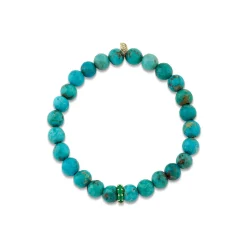 Men's Collection Gold & Emerald Rondelle on Turquoise