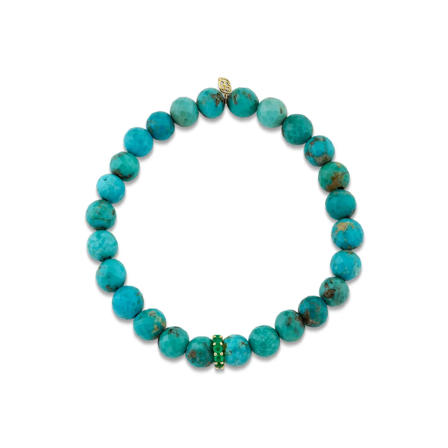 Men's Collection Gold & Emerald Rondelle on Turquoise