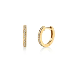Men's Collection Gold & Pavé Diamond Huggie Hoops