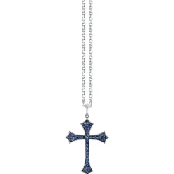 Men's Collection Gold & Sapphire Gothic Cross Necklace