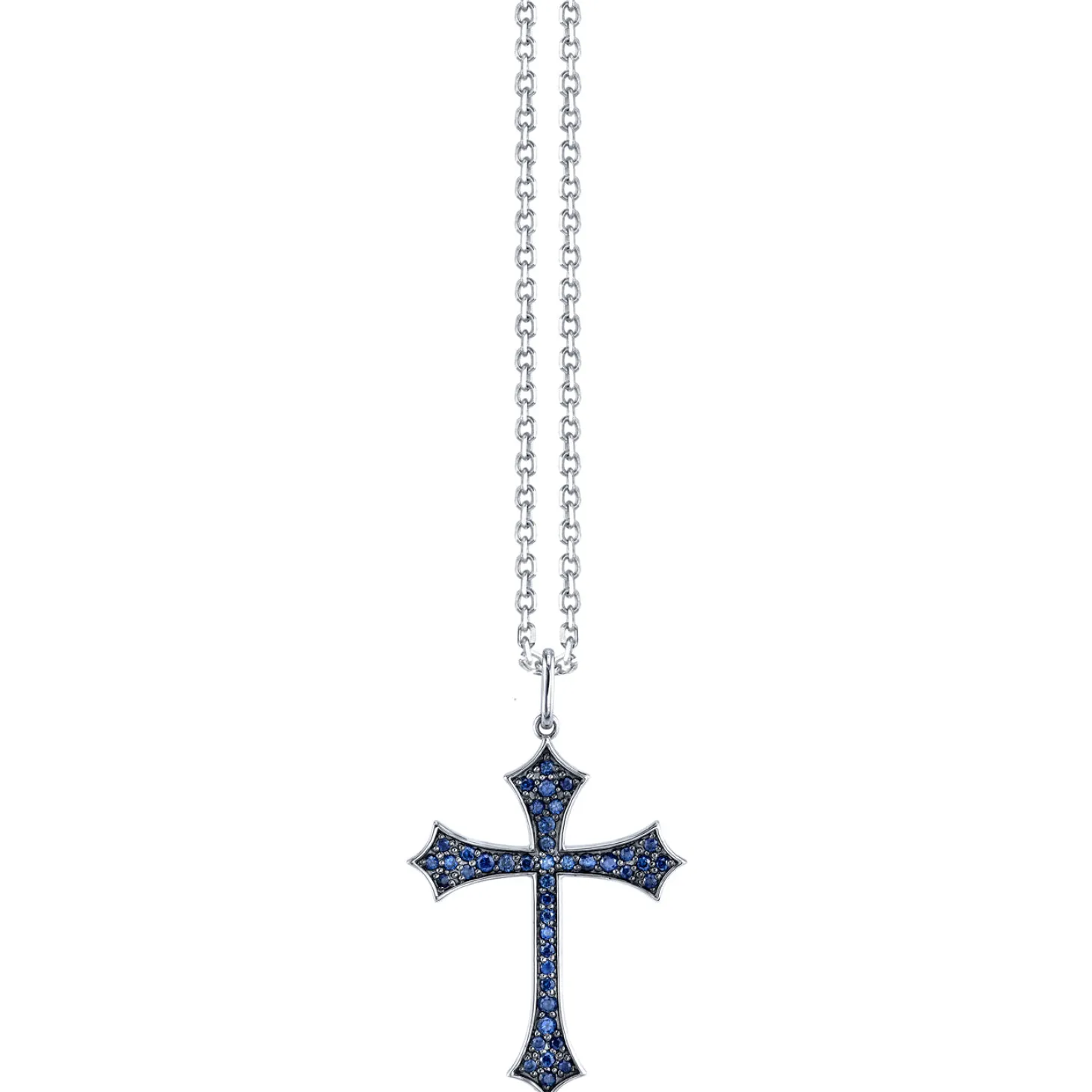 Men's Collection Gold & Sapphire Gothic Cross Necklace
