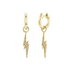 Men's Collection Gold Huggie Hoop and Lightning Bolt Charm Earrings