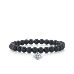 Men's Collection Large White Gold & Diamond Bezel Eye on Onyx